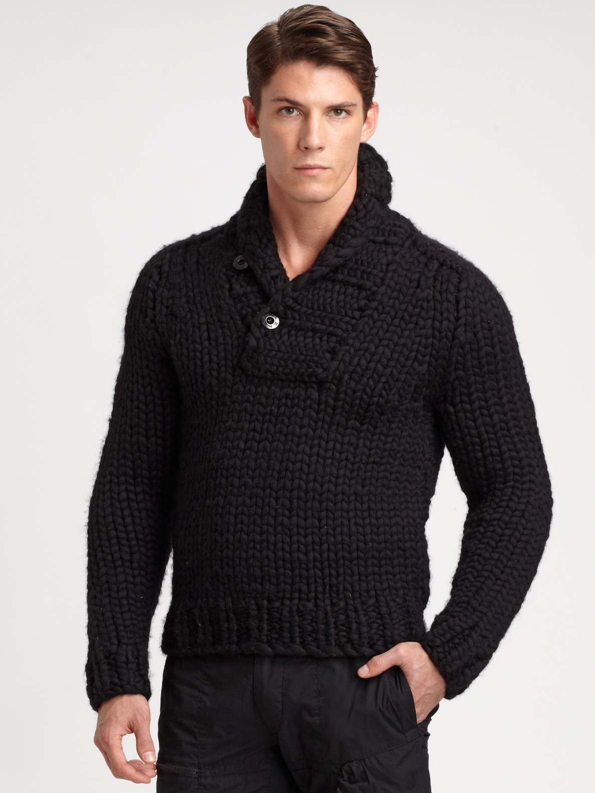 Lyst - Rlx Ralph Lauren Shawl Collar Sweater in Black for Men