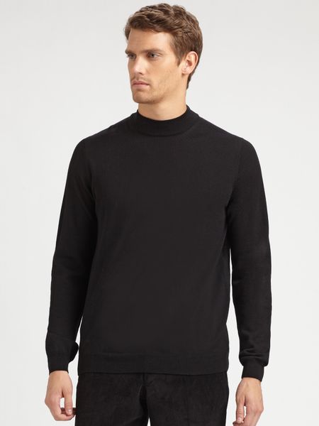 Saks Fifth Avenue Mockneck Sweater in Black for Men | Lyst
