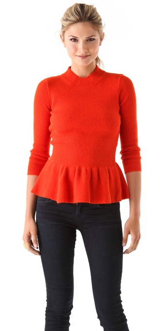 red peplum sweater