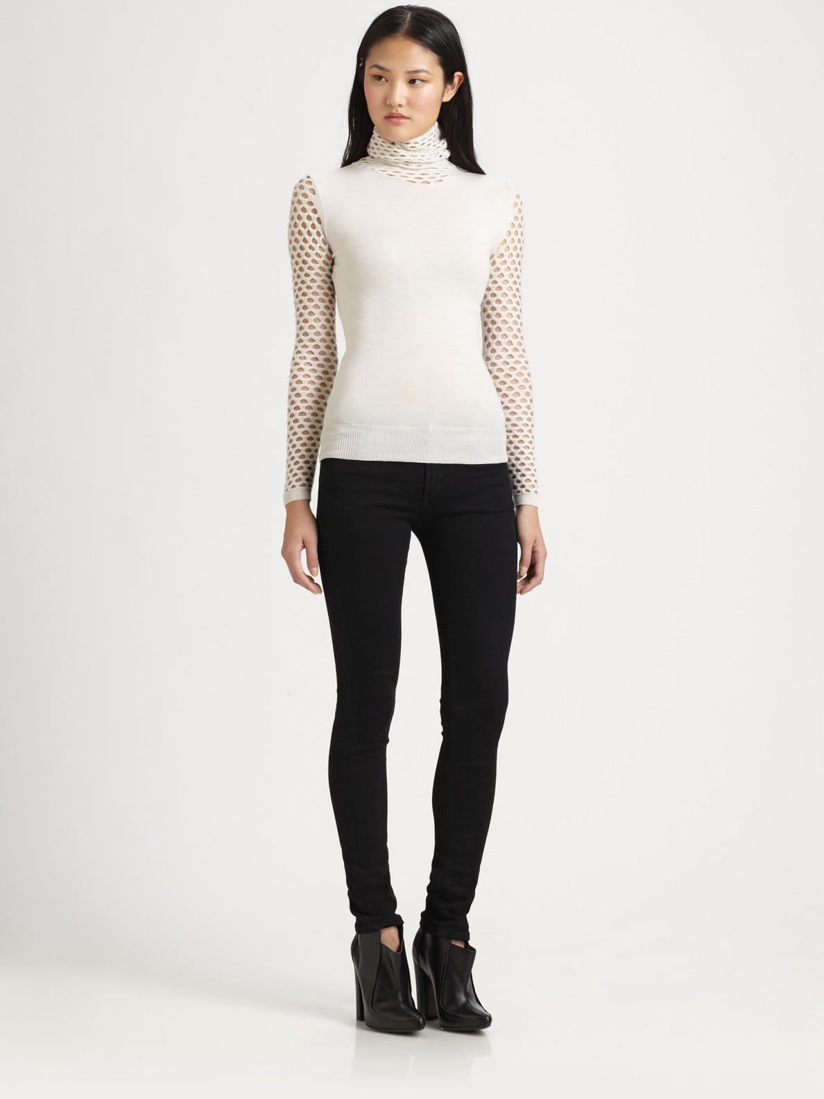 fishnet turtleneck top