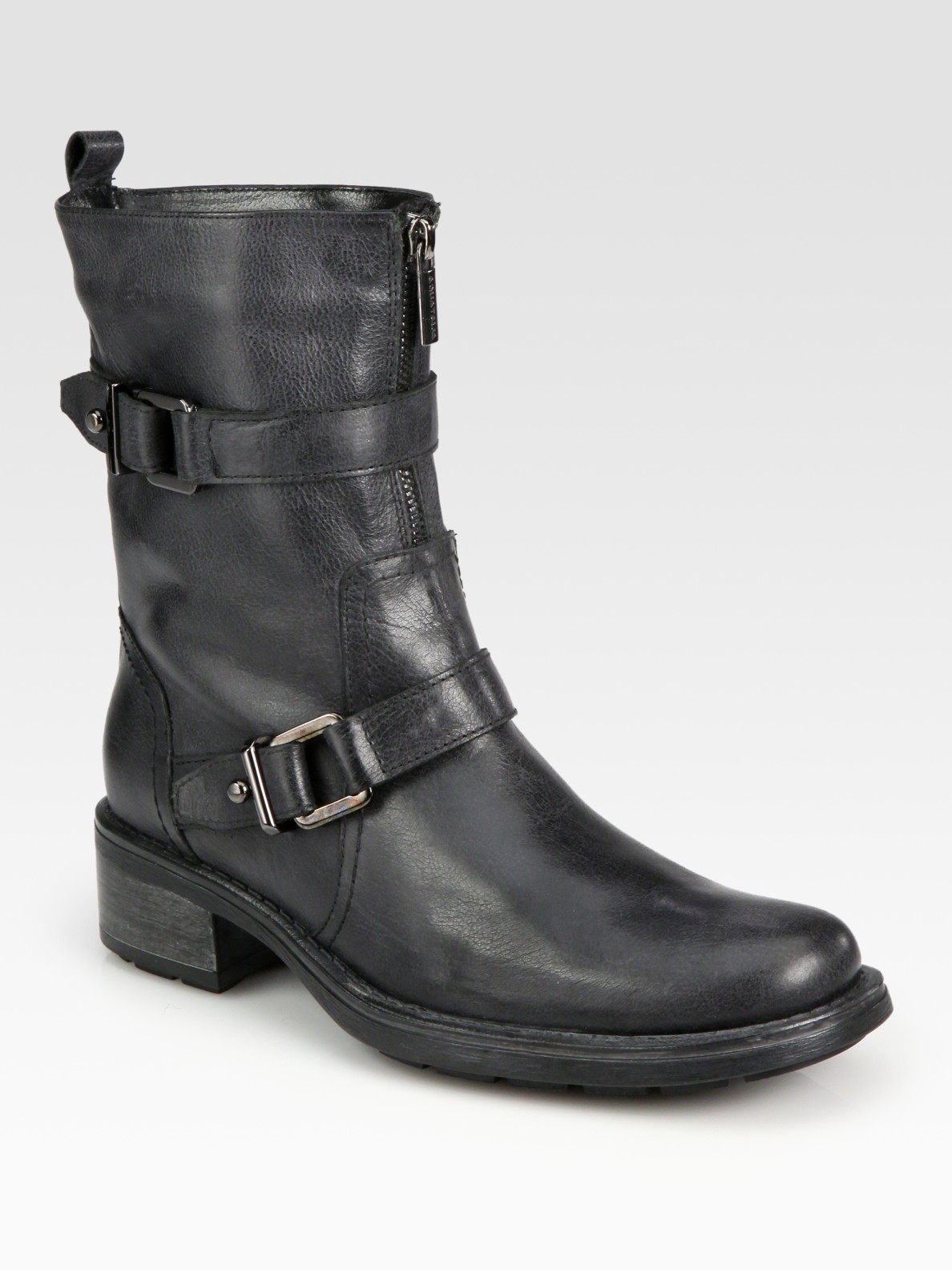 Aquatalia By Marvin K Leather Buckle Boots in Black | Lyst