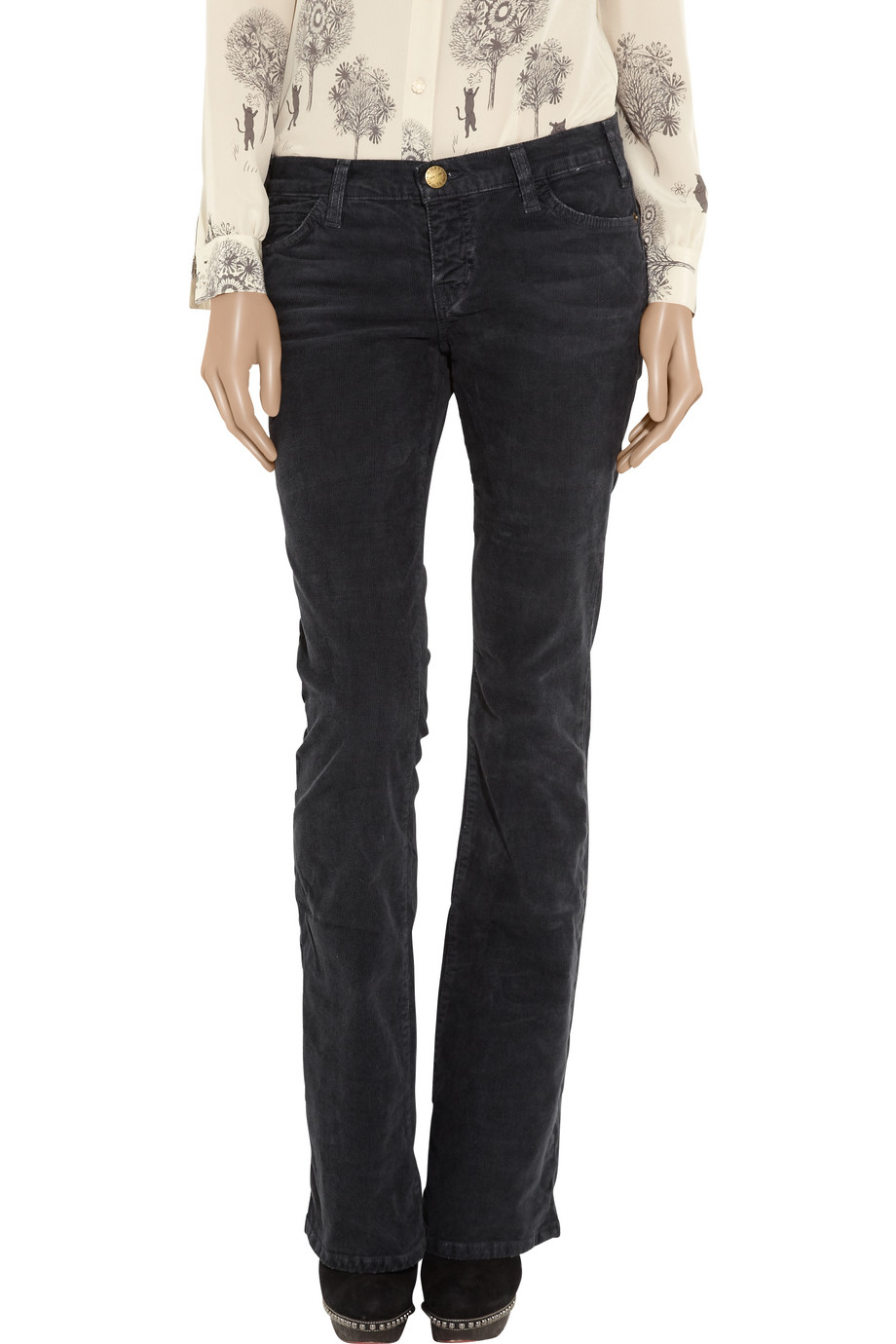 Current/elliott The Cowboy Mid-rise Bootcut Stretch-corduroy Jeans in