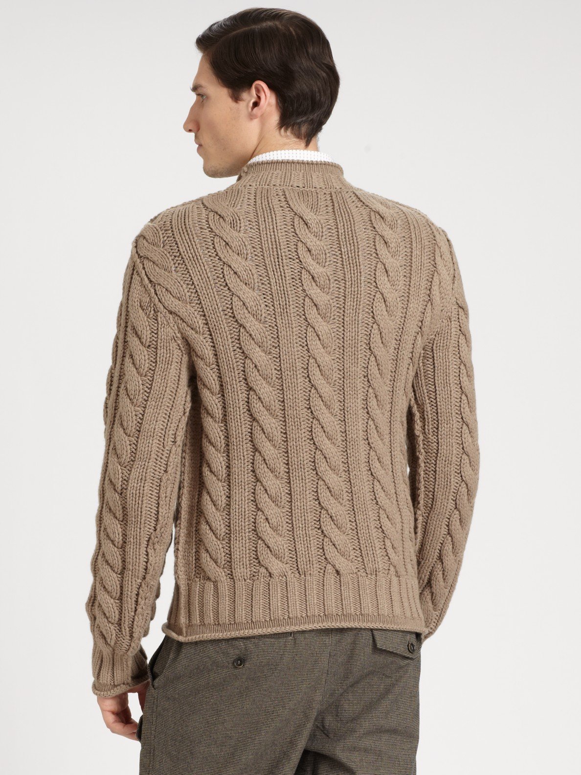 Lyst - Dolce & gabbana Chunky Cable Knit Sweater in Natural for Men