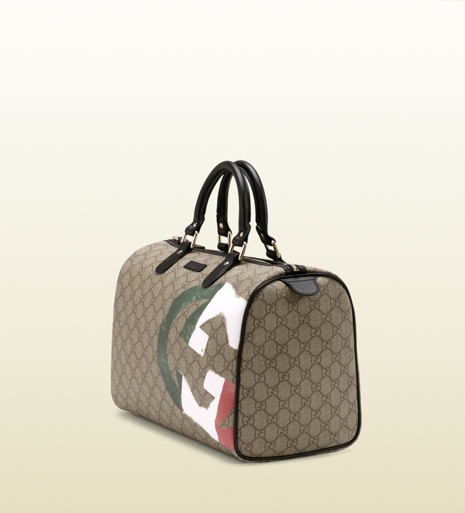 Gucci Italy GG Flag Collection Boston Bag in Natural Lyst