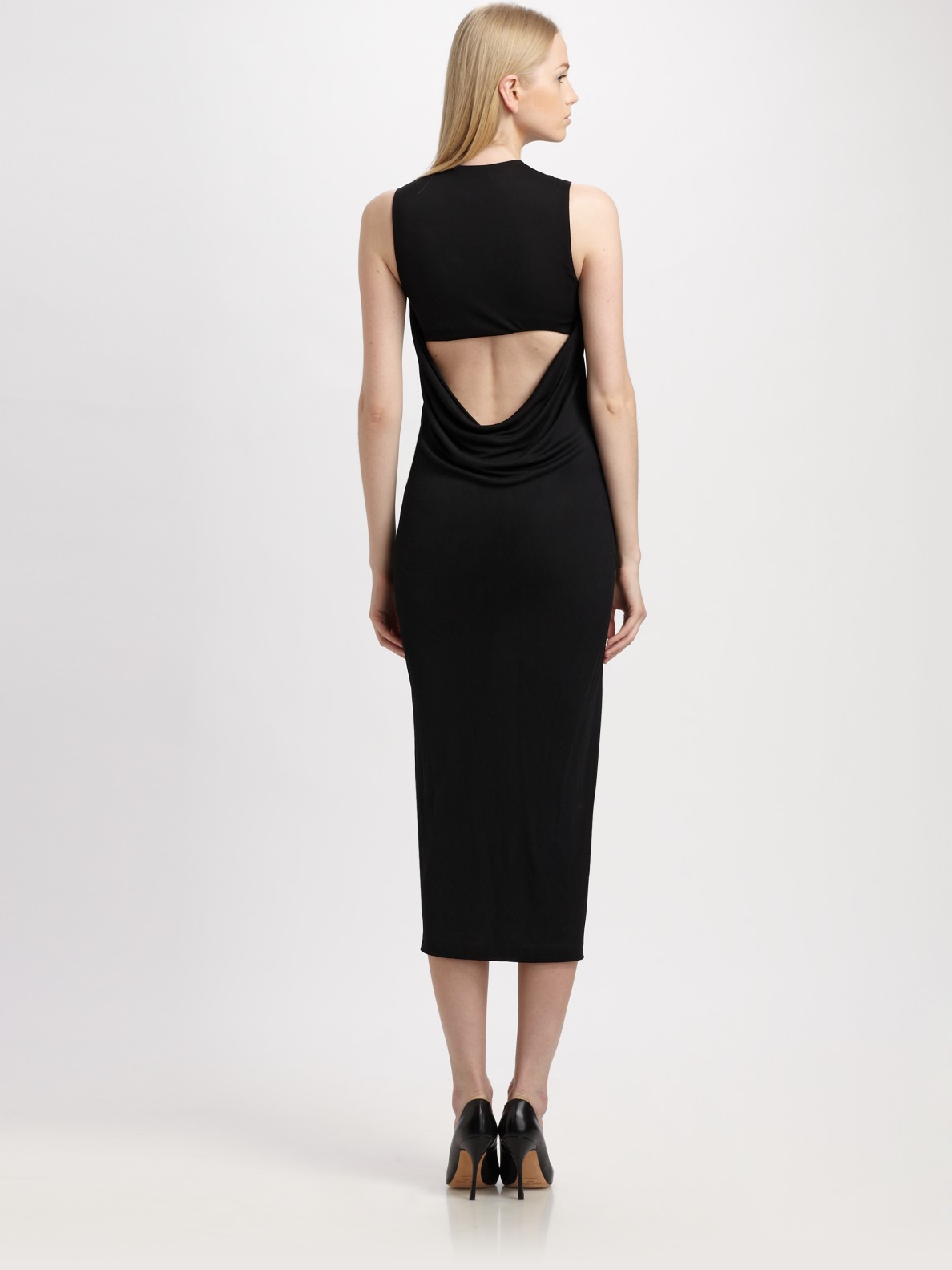 T by Alexander Wang Black Jersey Open Cowlback Dress ( Size XS) | eBay