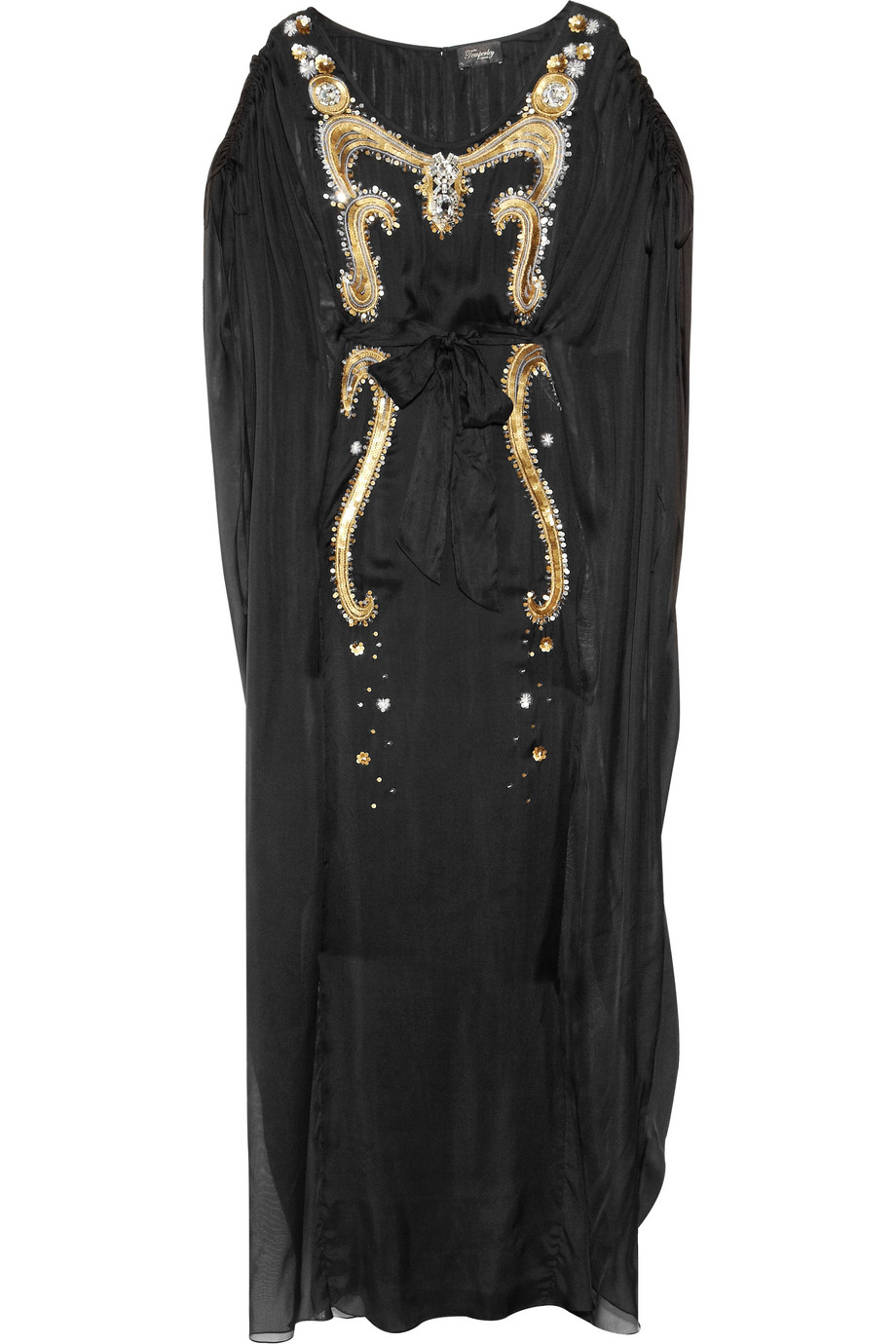 Lyst - Temperley london Long Narcissa Embellished Silk Kaftan in Black