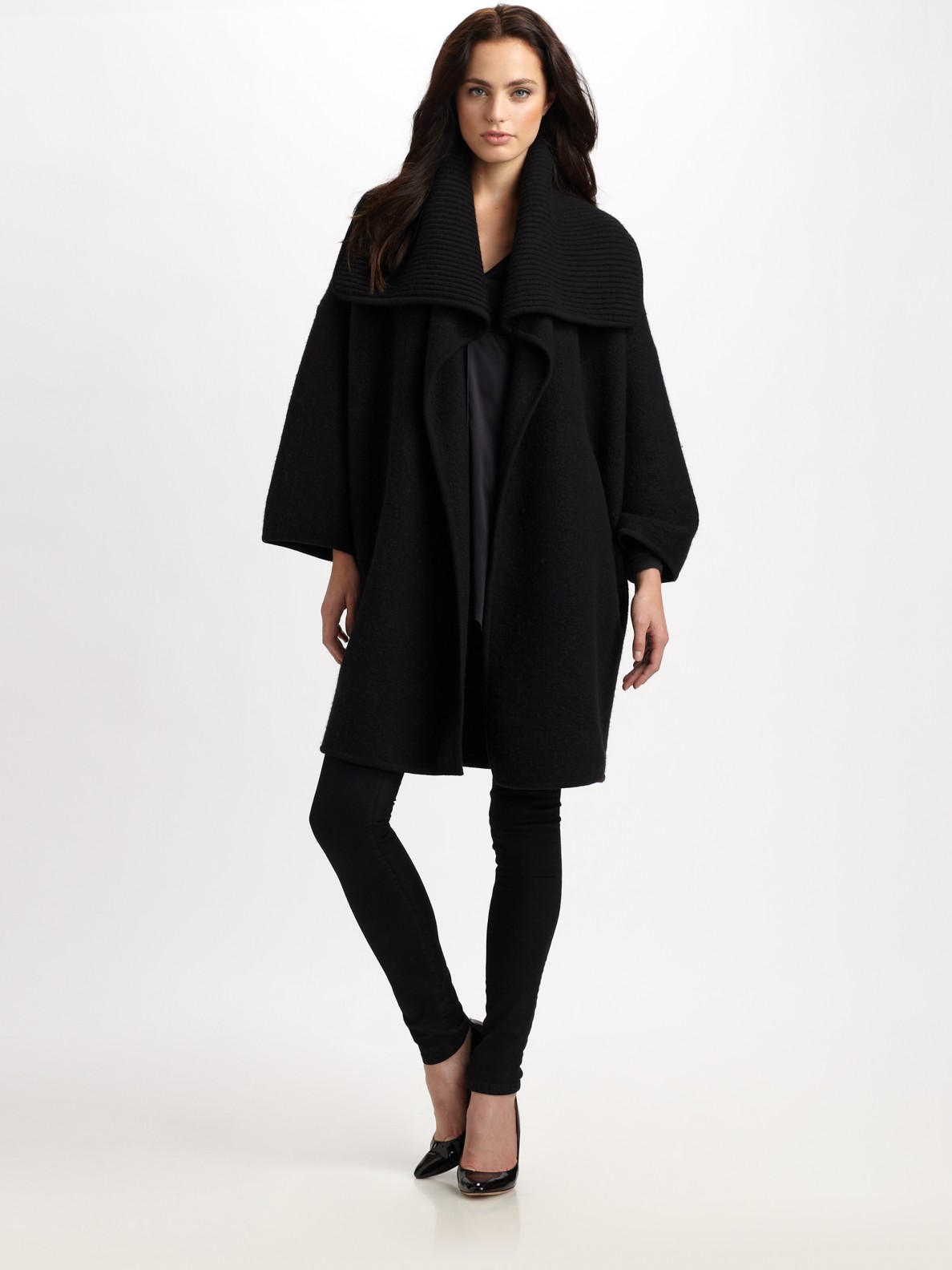 Black boiled wool coat Clearance