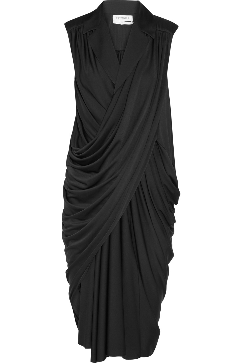 Saint laurent Draped Satin Jersey Dress in Black | Lyst