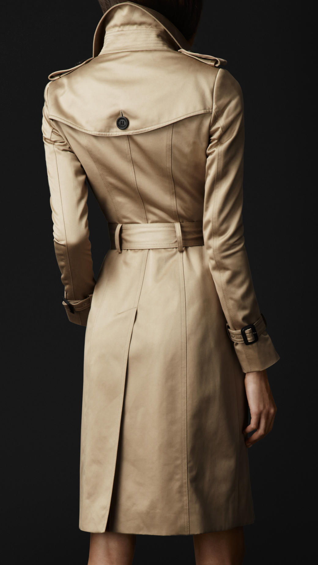 Burberry Prorsum Long Cotton Sateen Trench Coat in Natural | Lyst