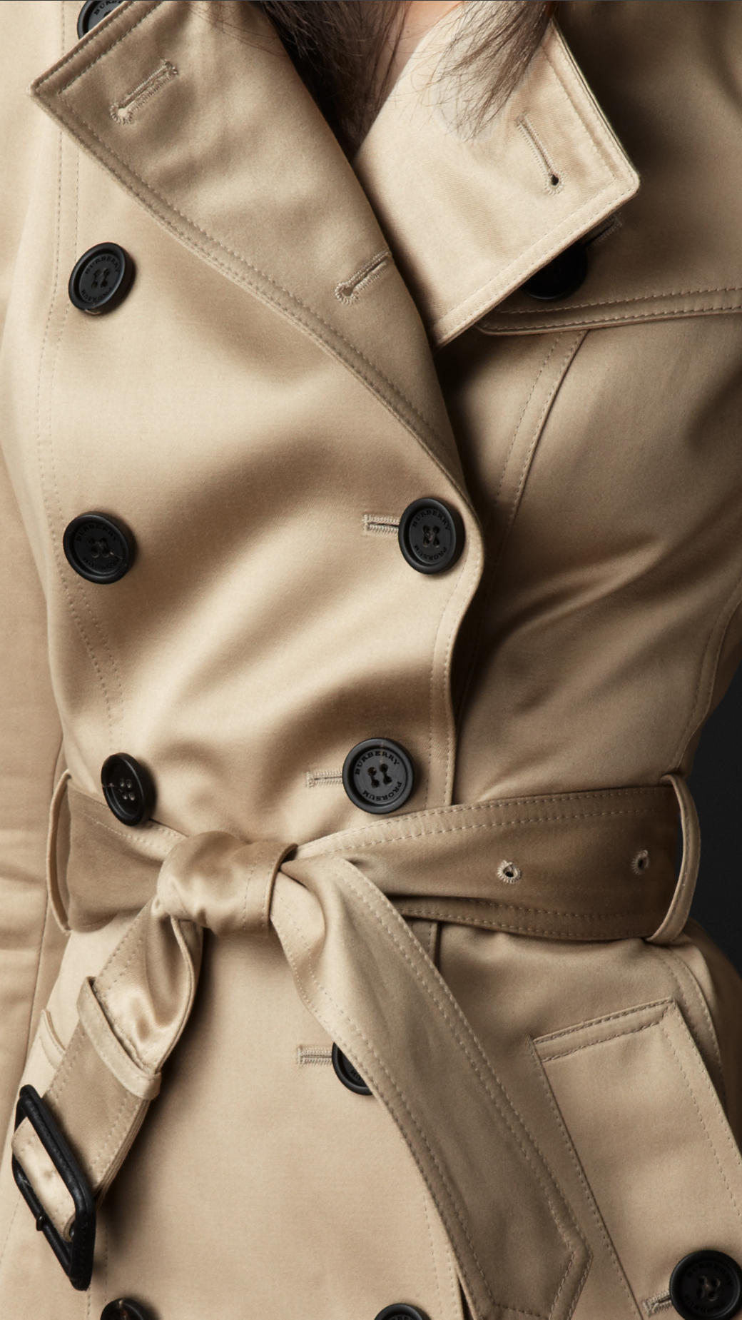 Burberry Prorsum Long Cotton Sateen Trench Coat in Natural - Lyst