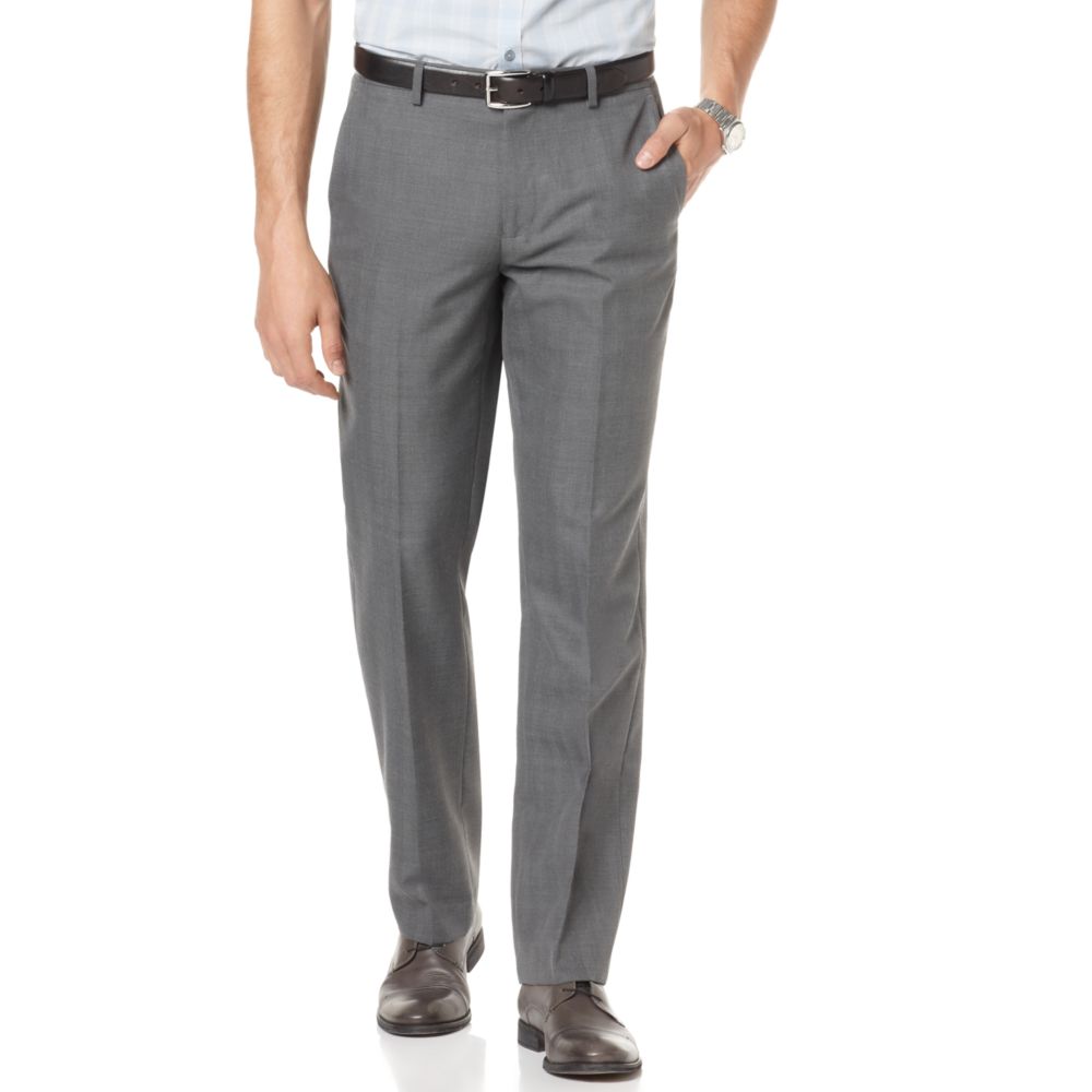 Calvin Klein Wool Herringbone Pants in Gray for Men - Lyst