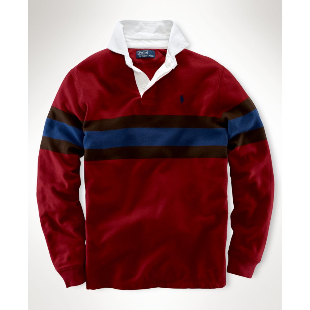 Ralph Lauren Classic Fit Striped Rugby Shirt in Red for Men - Lyst