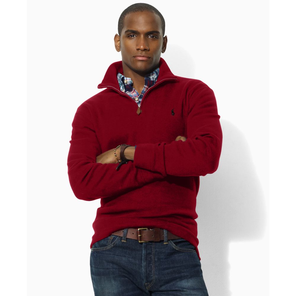 Ralph Lauren Polo Fleece Half Zip Sweater in Red for Men - Lyst