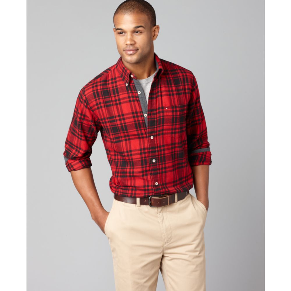 tommy hilfiger red check shirt