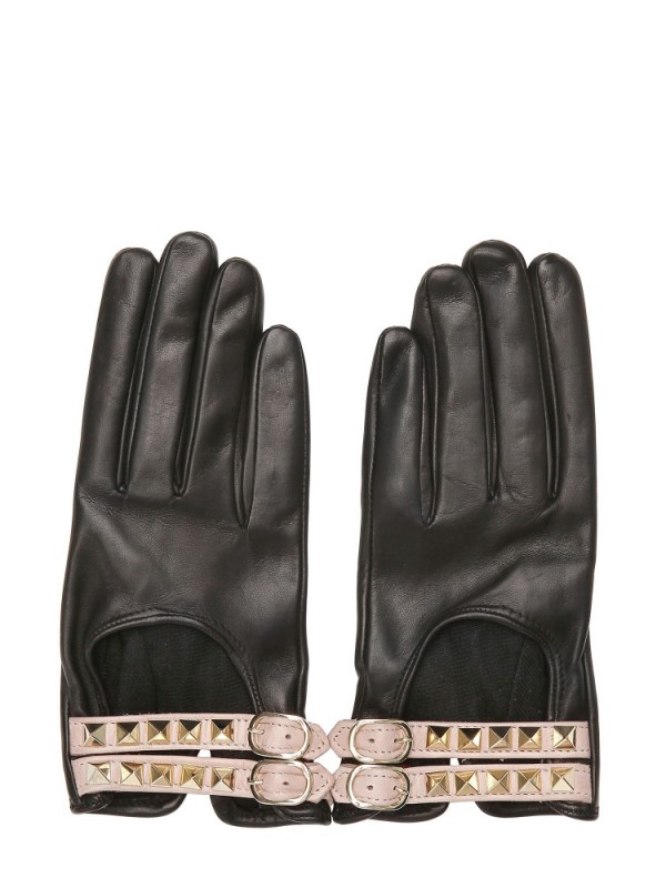 Valentino Rockstud Nappa Leather Gloves in Black Lyst