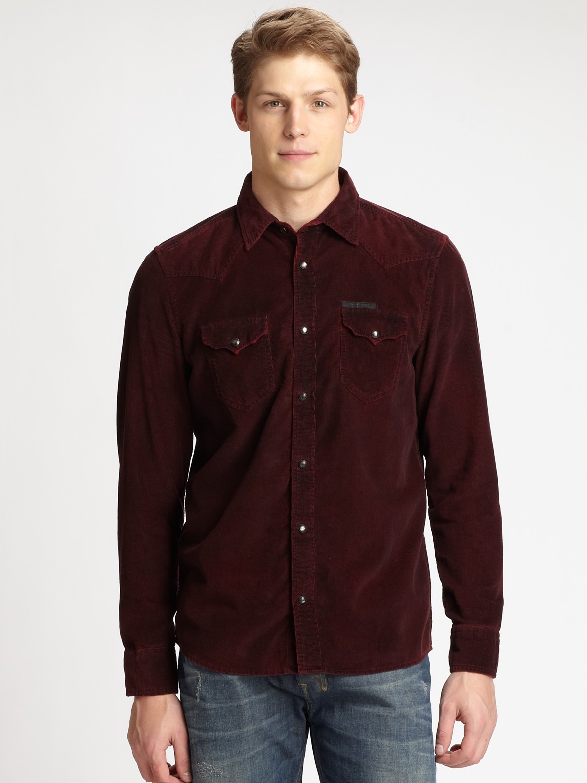 mens maroon corduroy shirt