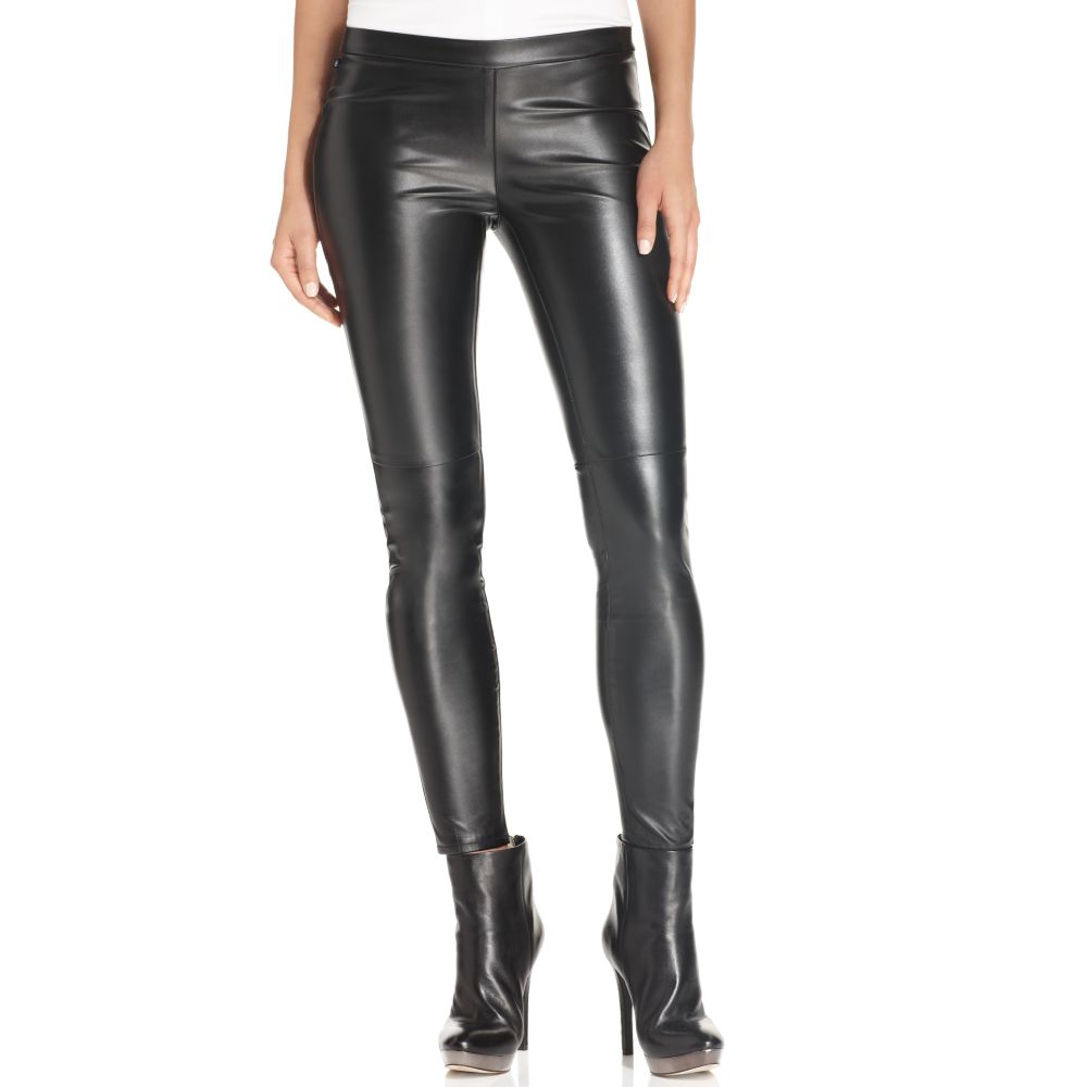 fake leather leggings black