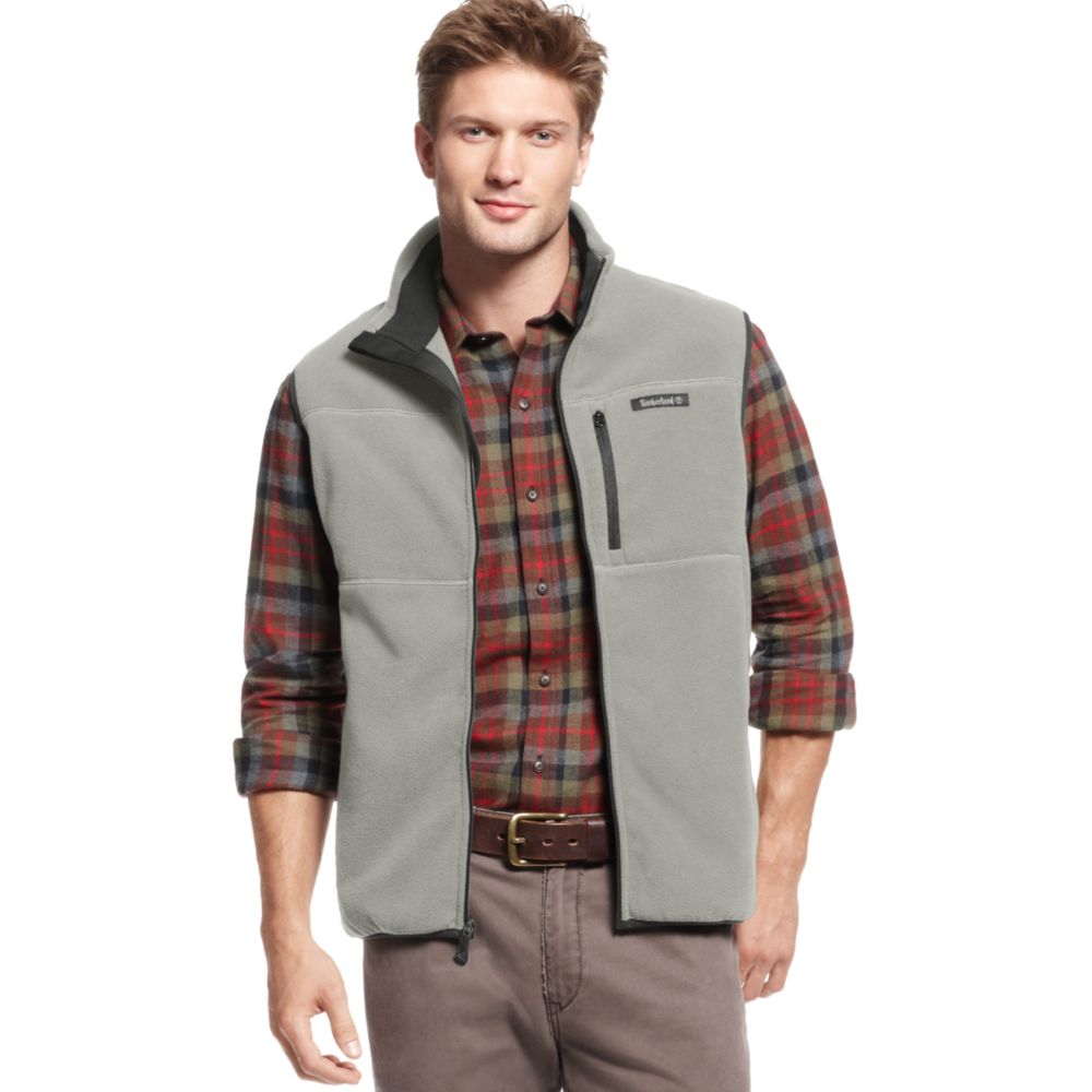 Timberland Full Zip Fleece Vest in Gray 