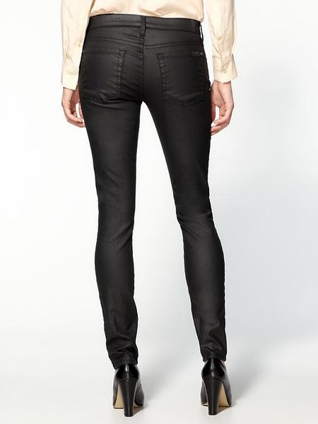 7 For All Mankind The Skinny Jeans in Black (shiny polished black) | Lyst