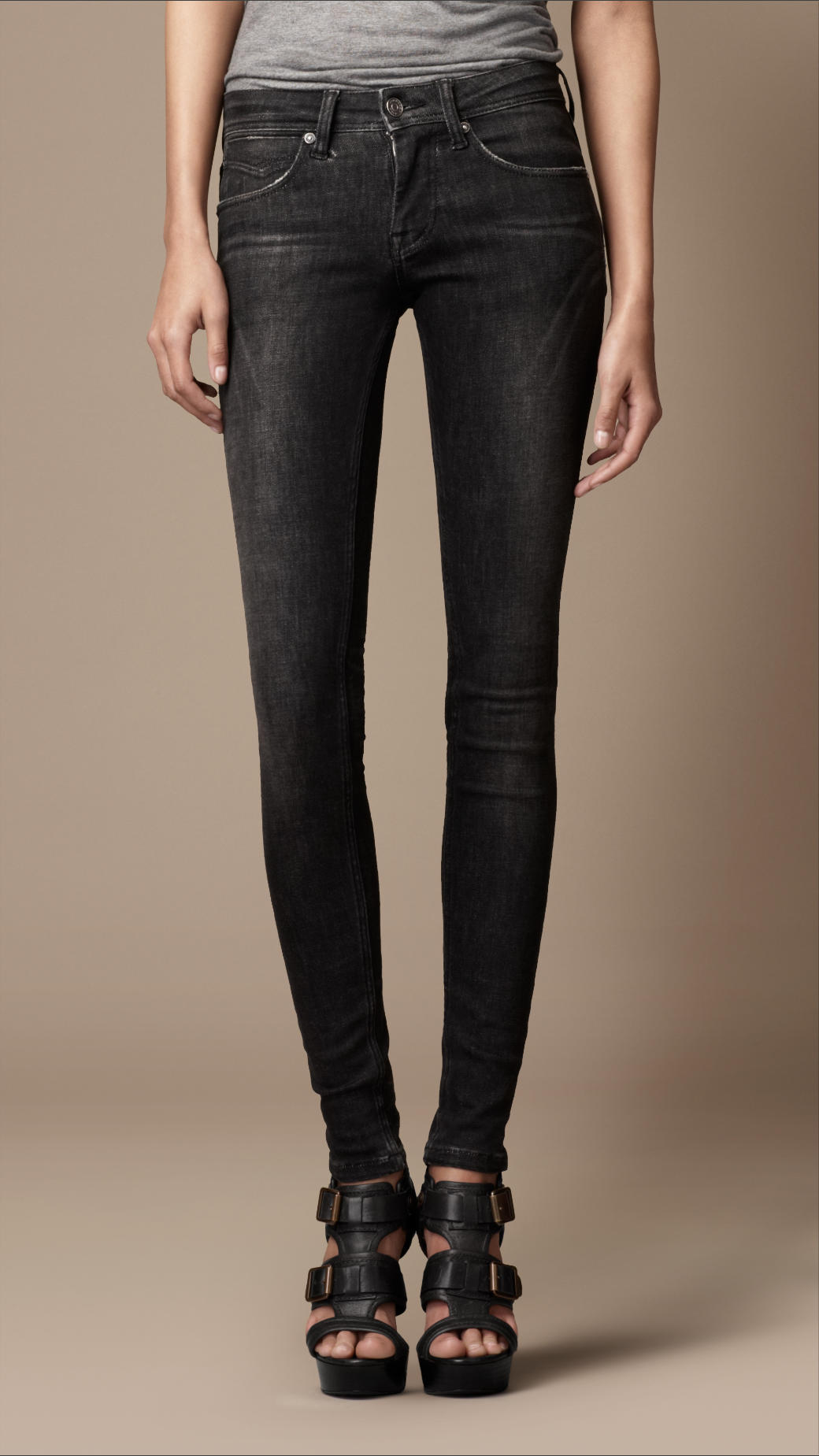 Burberry Brit Bexton Skinny Fit with Zip in Black | Lyst