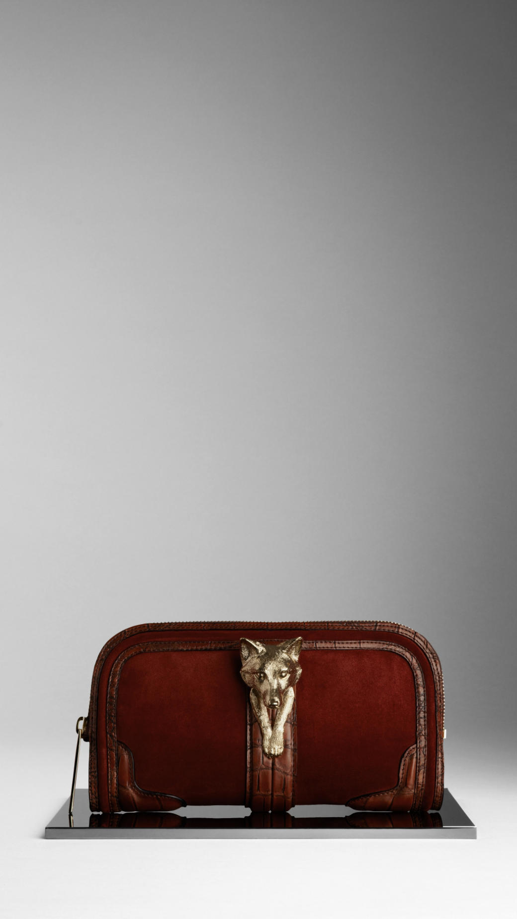 Burberry Country Animal Suede Clutch in Red | Lyst