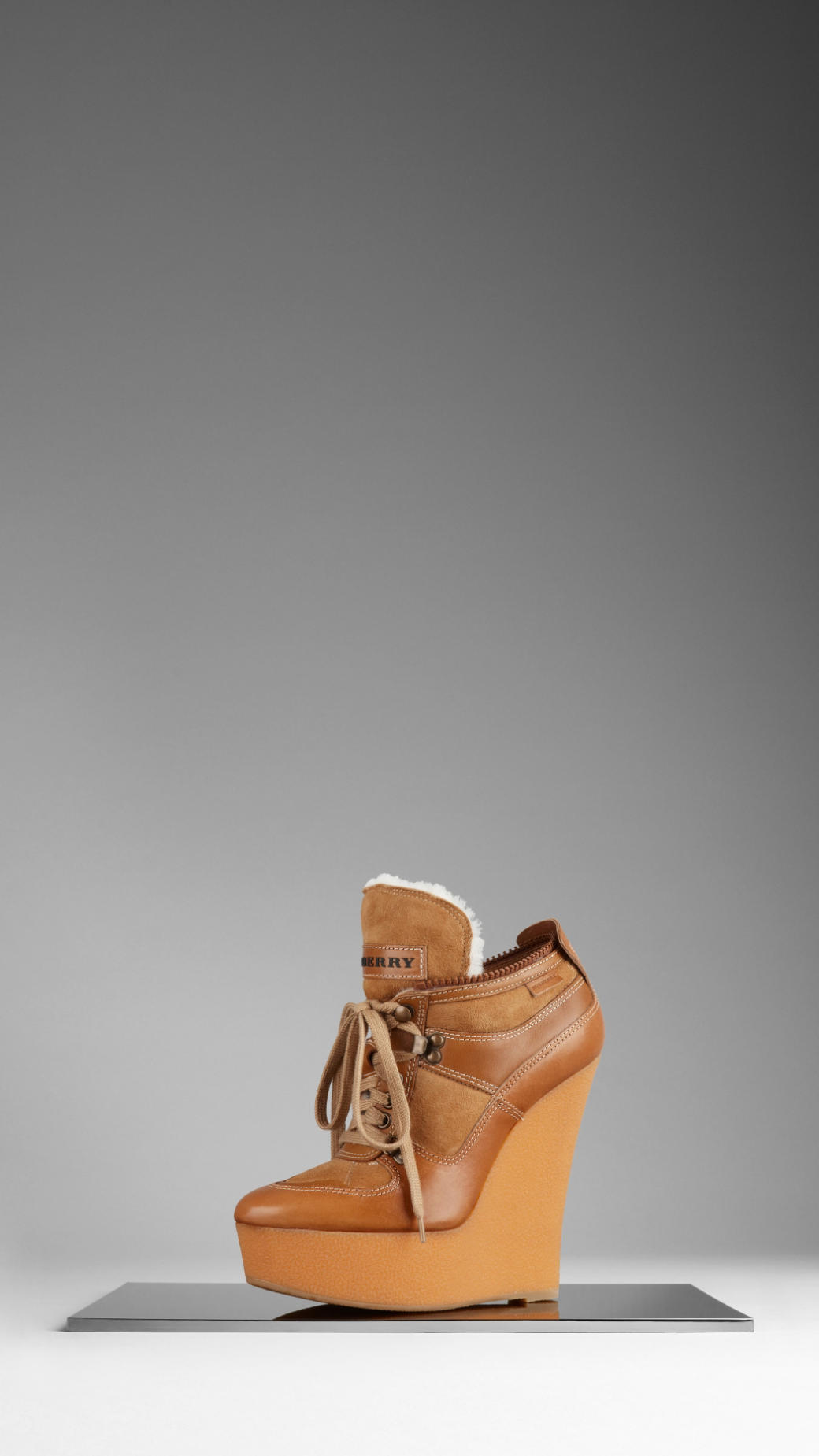 Burberry Suede Platform Wedge Trainers 