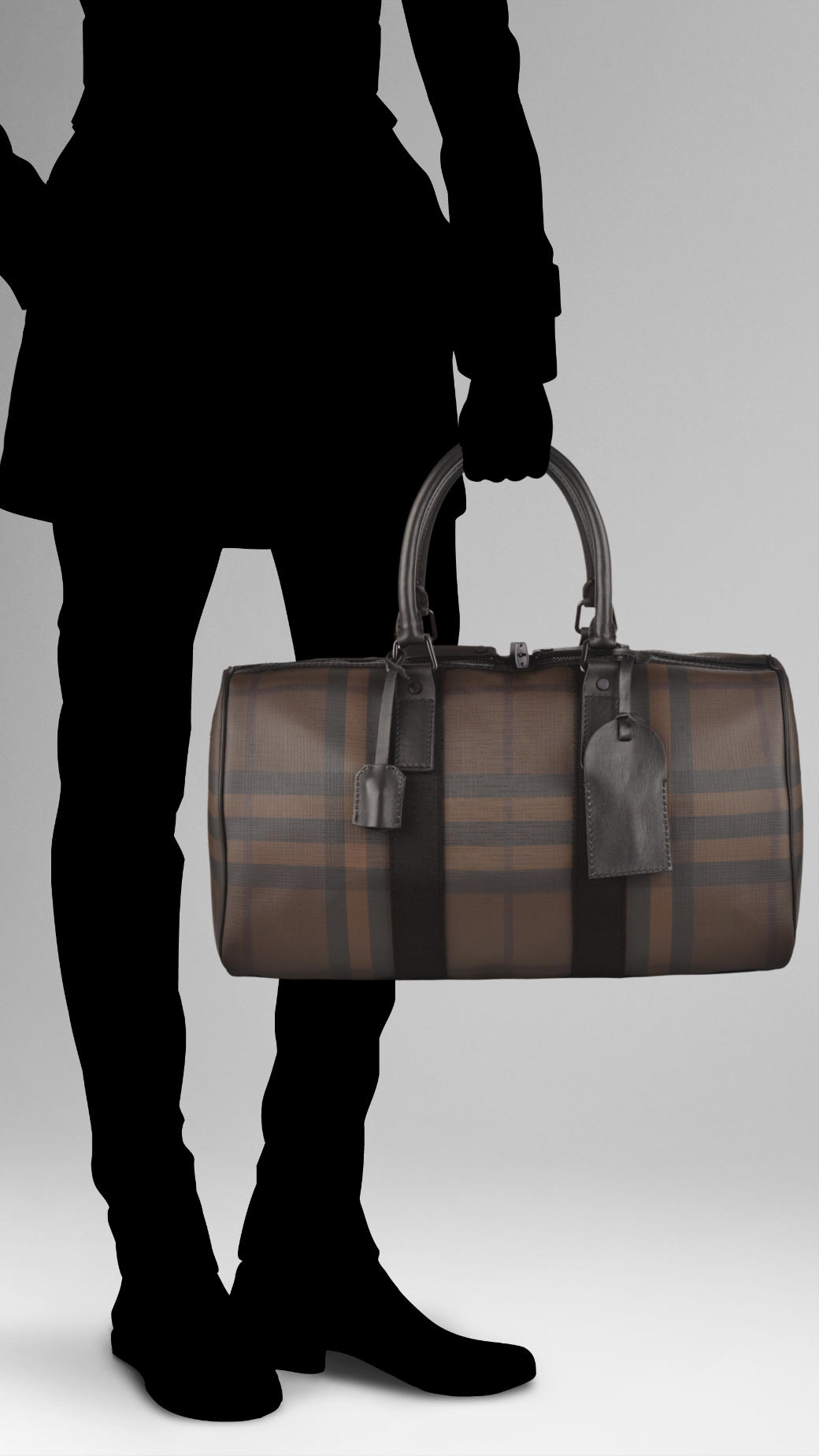 Burberry Smoked Check Duffle Bag in Brown for Men | Lyst
