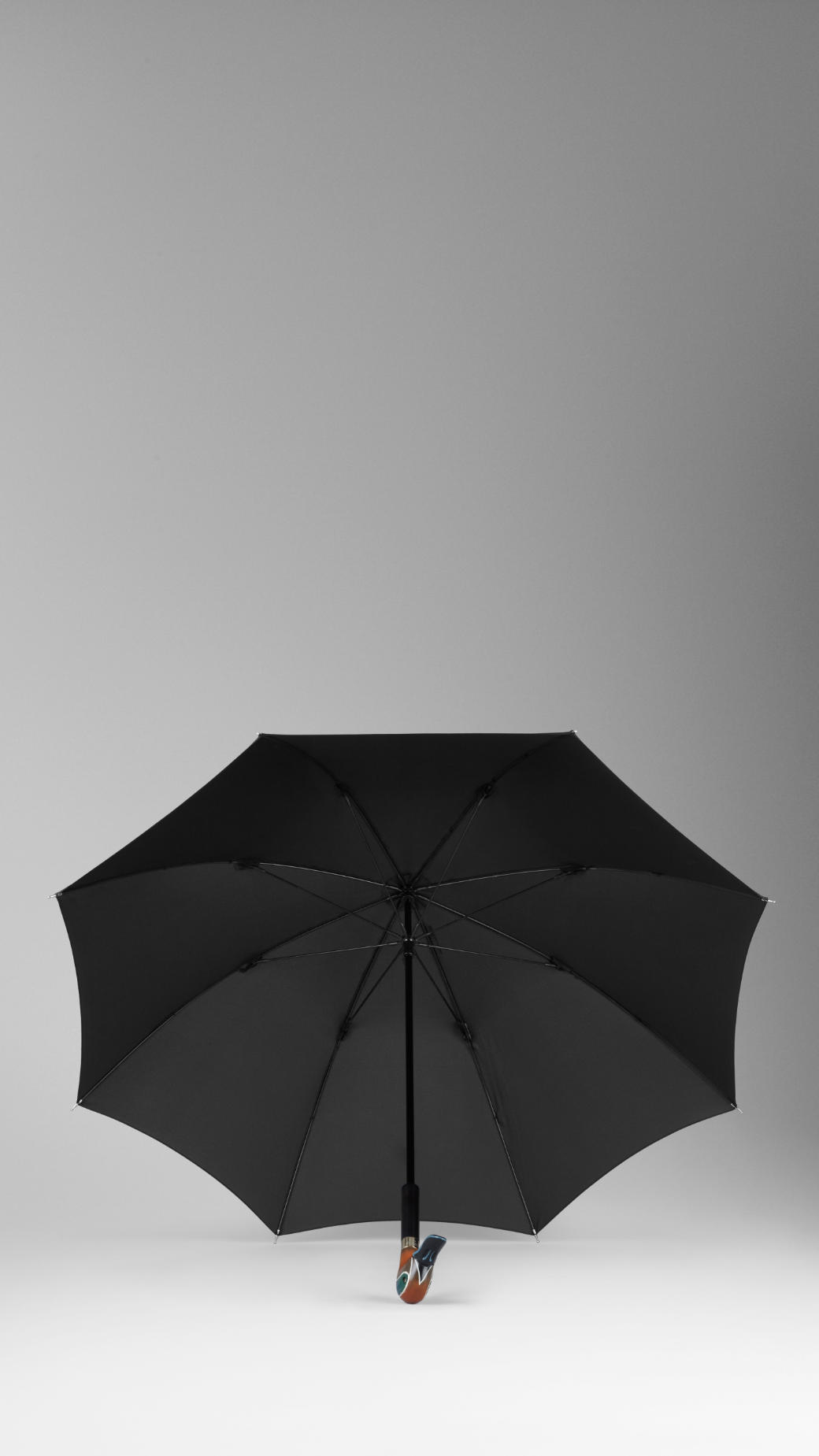 Burberry Duck Handle Walking Umbrella in Black | Lyst