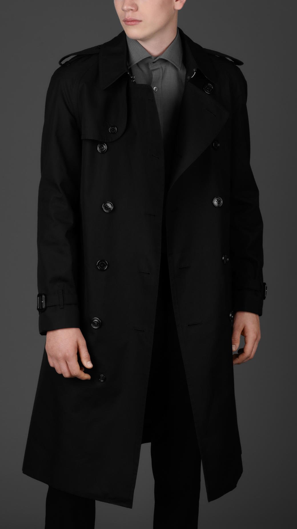 Burberry Long Cotton Gabardine Trench Coat In Black For Men Jet Black Lyst 