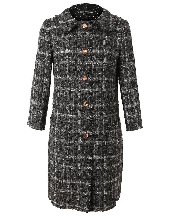 Dolce & Gabbana Bouclé Tweed Wool Coat in Gray (grey) | Lyst