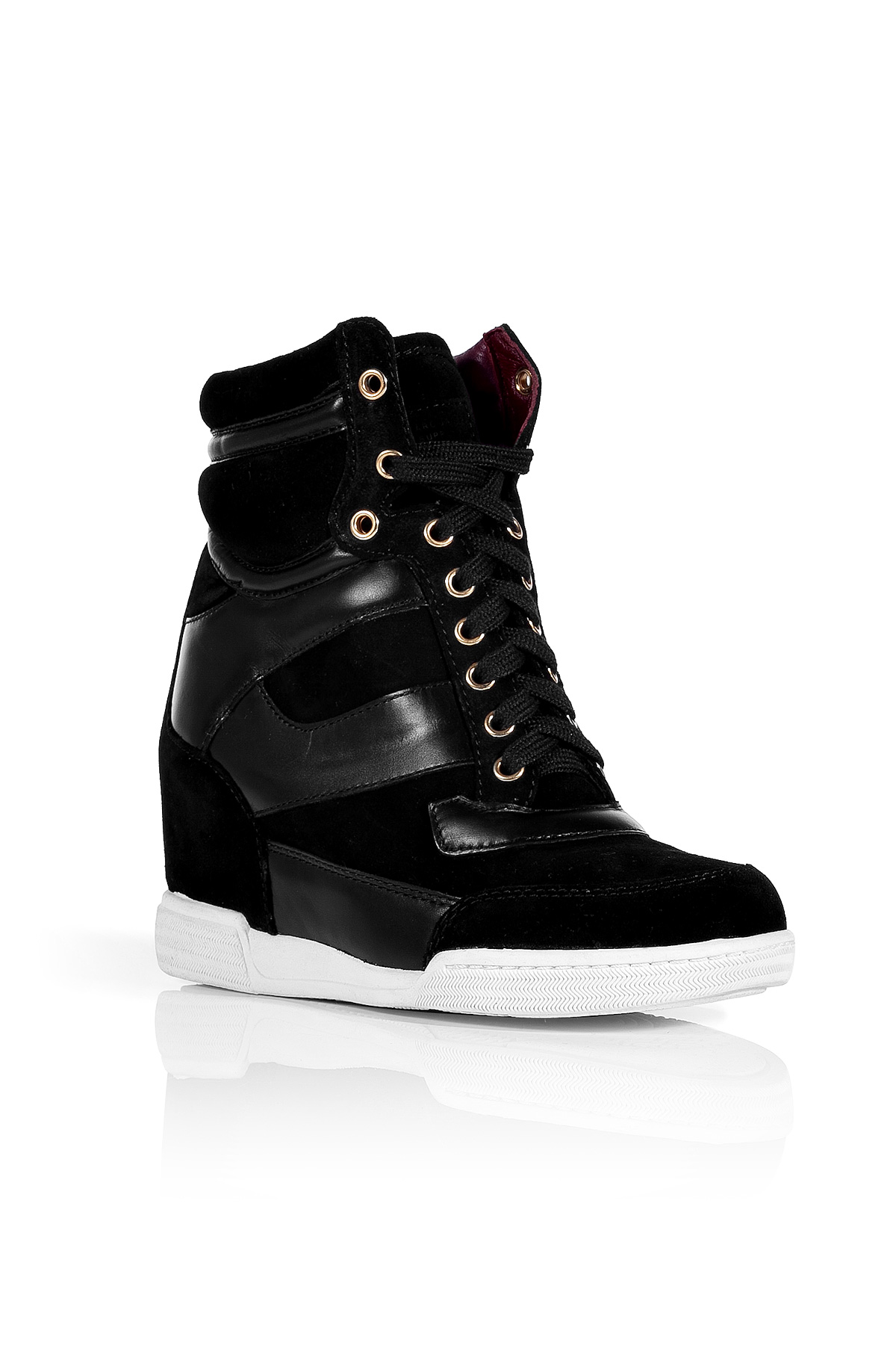 hot topic open toed black wedge sneakers