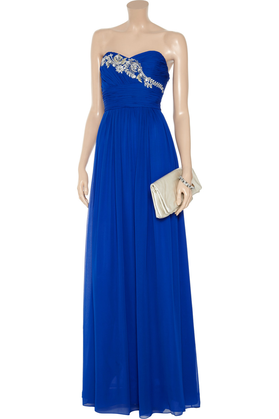 Marchesa notte Embellished Silkchiffon Gown in Blue - Lyst