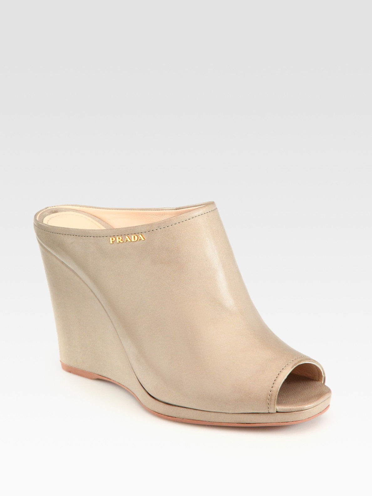peep toe leather wedge