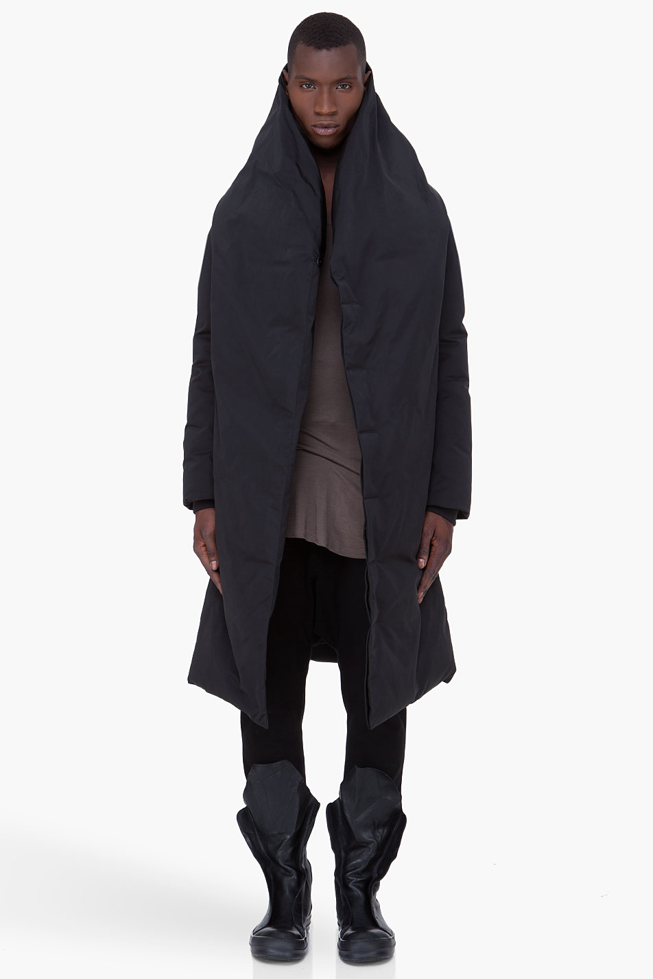 Long black padded coat