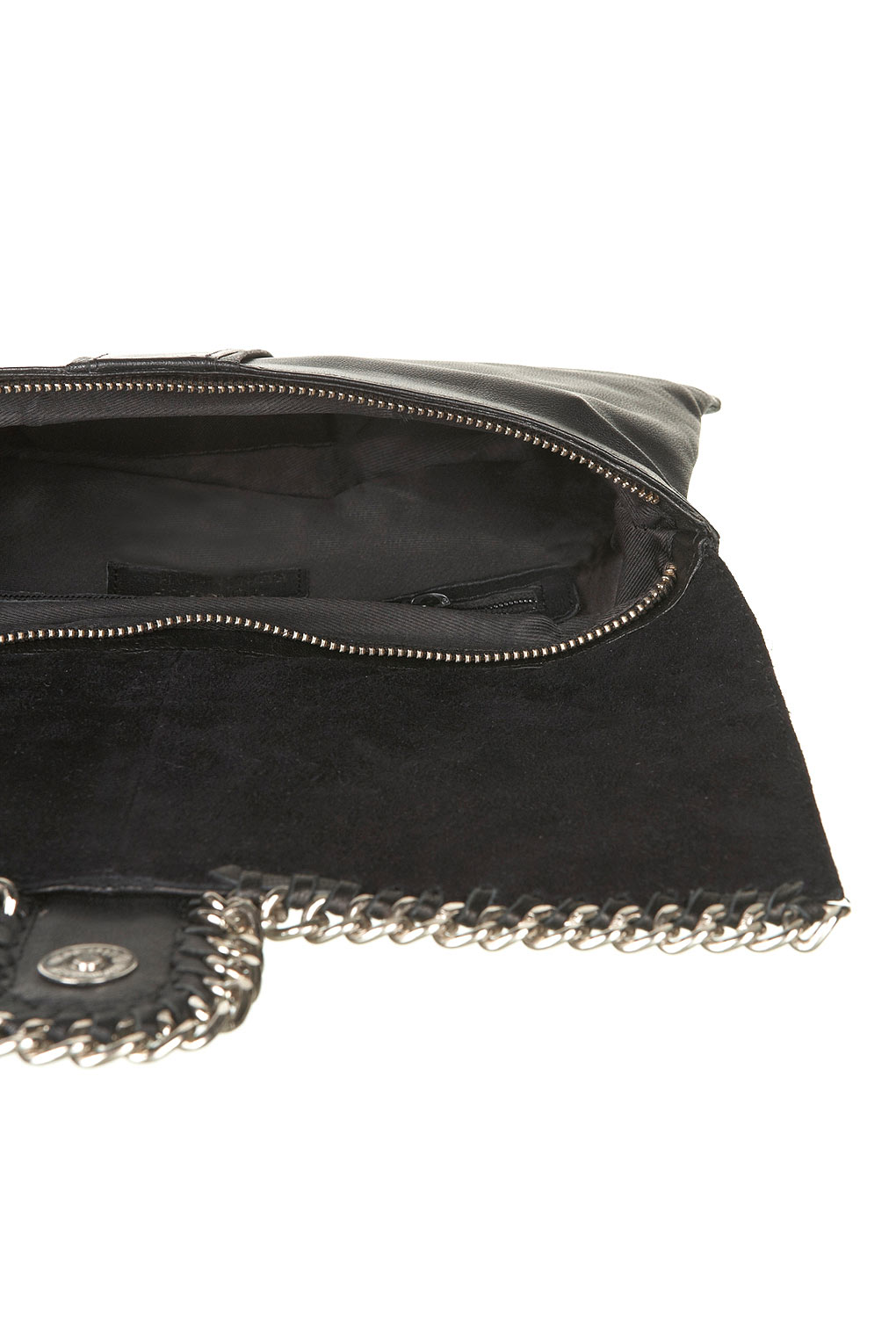 TOPSHOP Leather Quilted Chain Clutch Bag in Black - Lyst