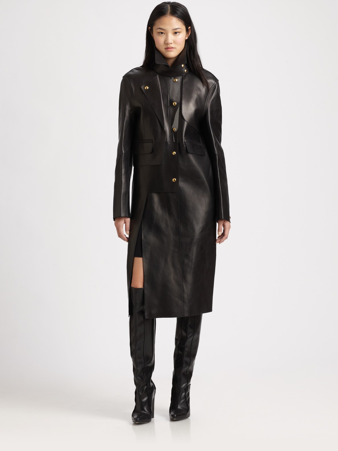 Tempel Gods Prelude Alexander Wang Leather Trench Coat in Black | Lyst