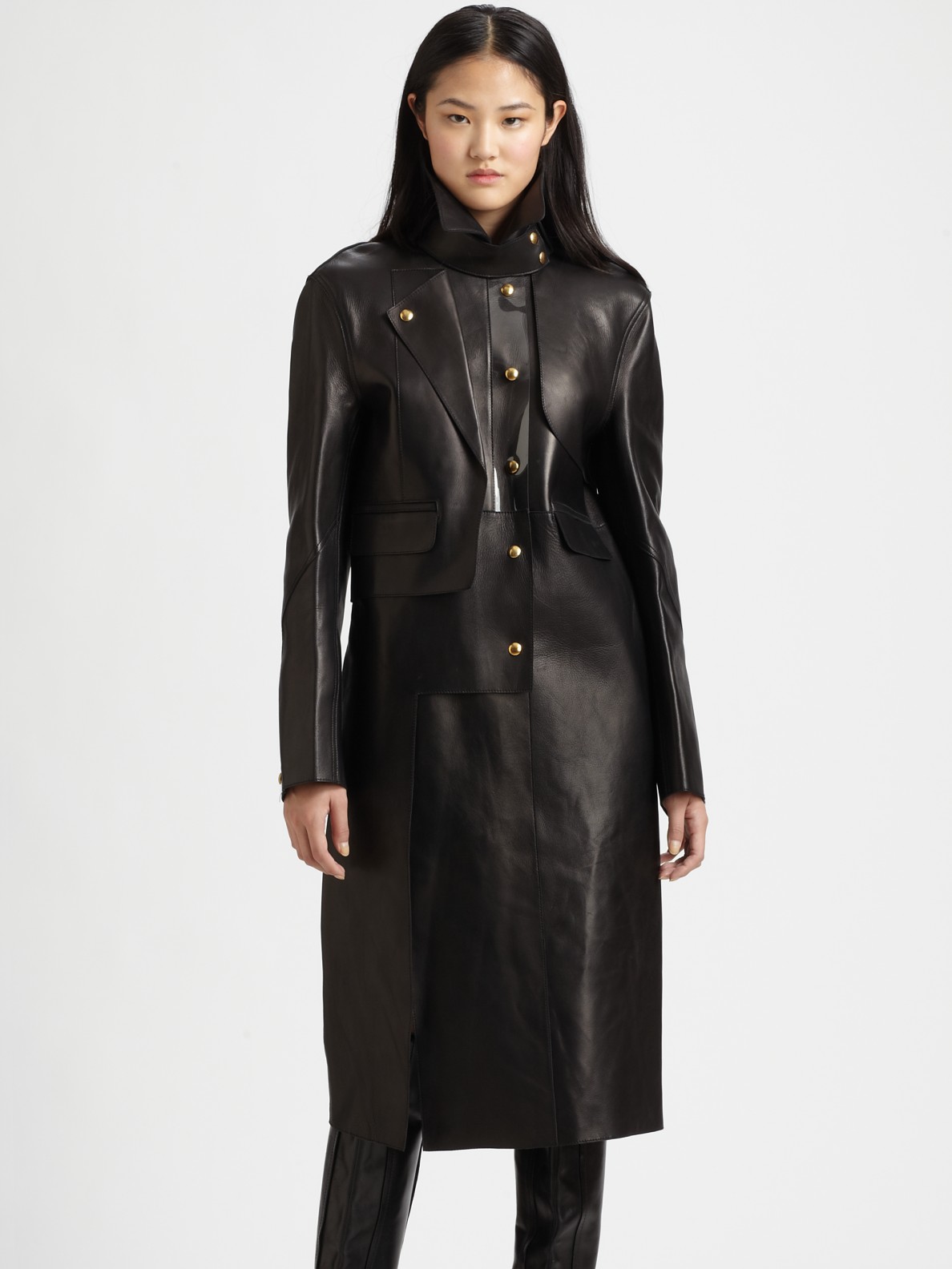 Lyst - Alexander Wang Leather Trench Coat in Black
