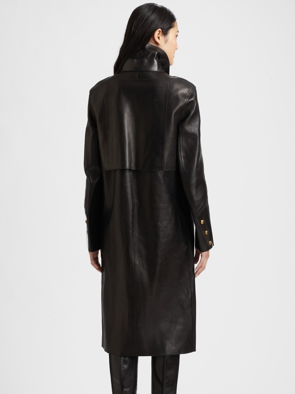 Alexander Wang Leather Trench Coat in Black | Lyst