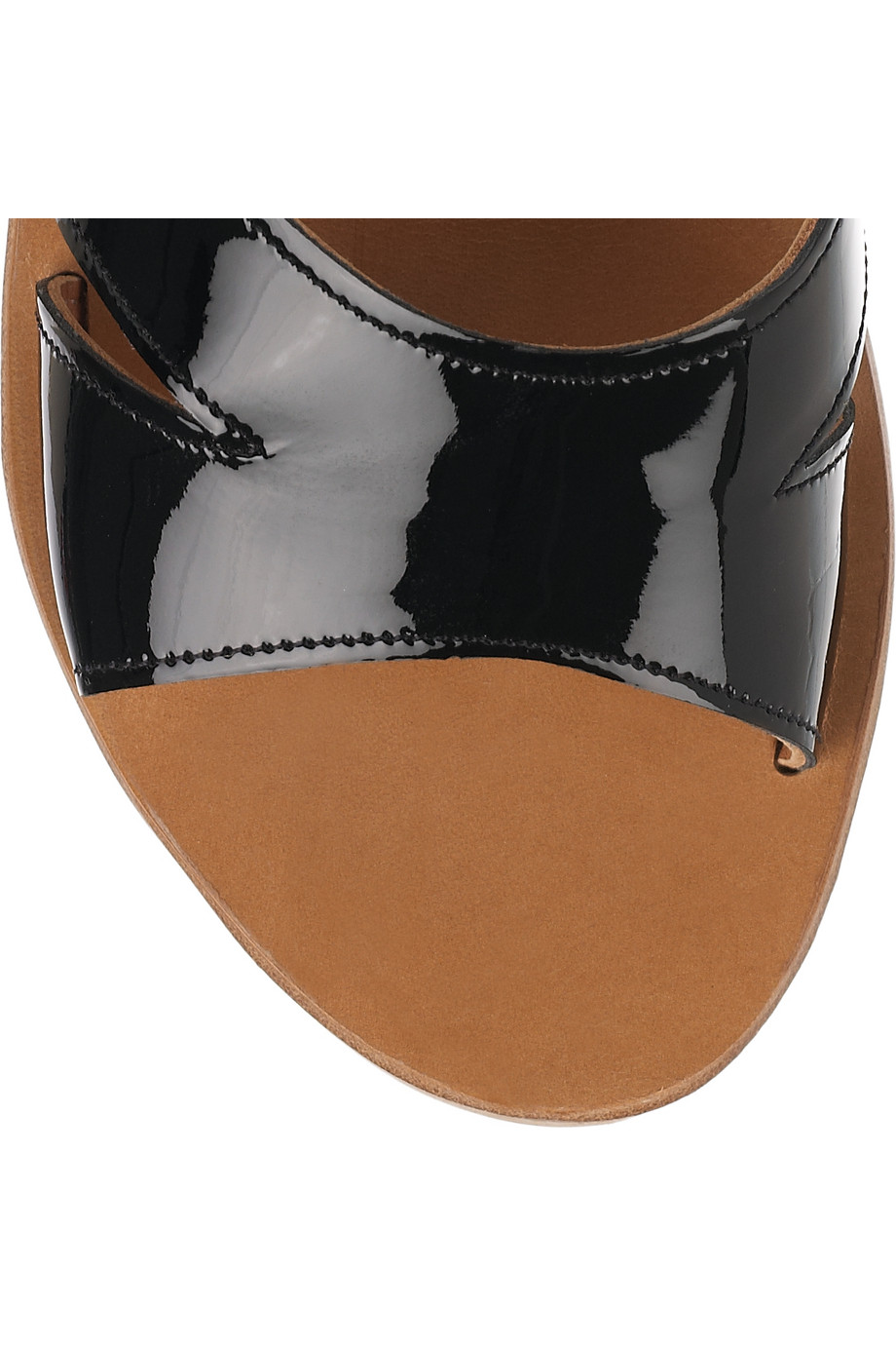black leather wedge mules