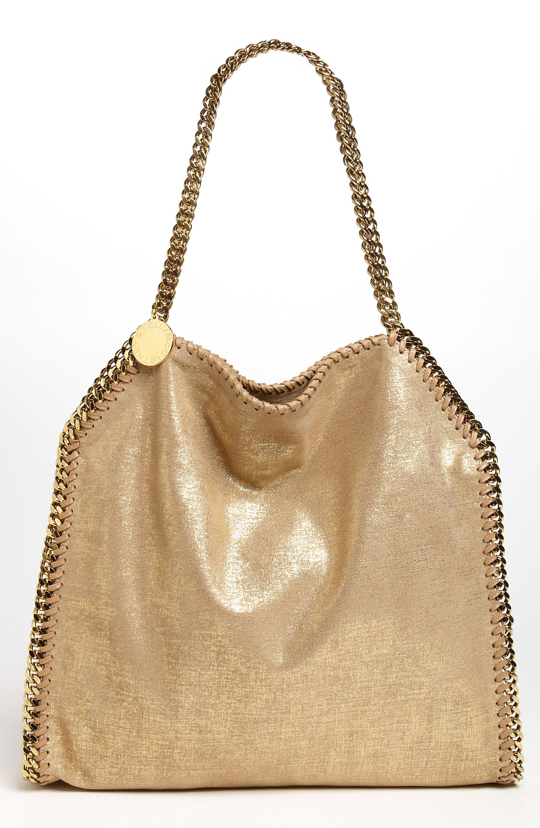 Stella Mccartney Falabella Small Faux Suede Tote in Gold | Lyst