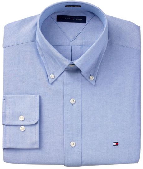 Tommy Hilfiger Slim Fit Heritage Oxford Solid Long Sleeve Shirt in Blue ...