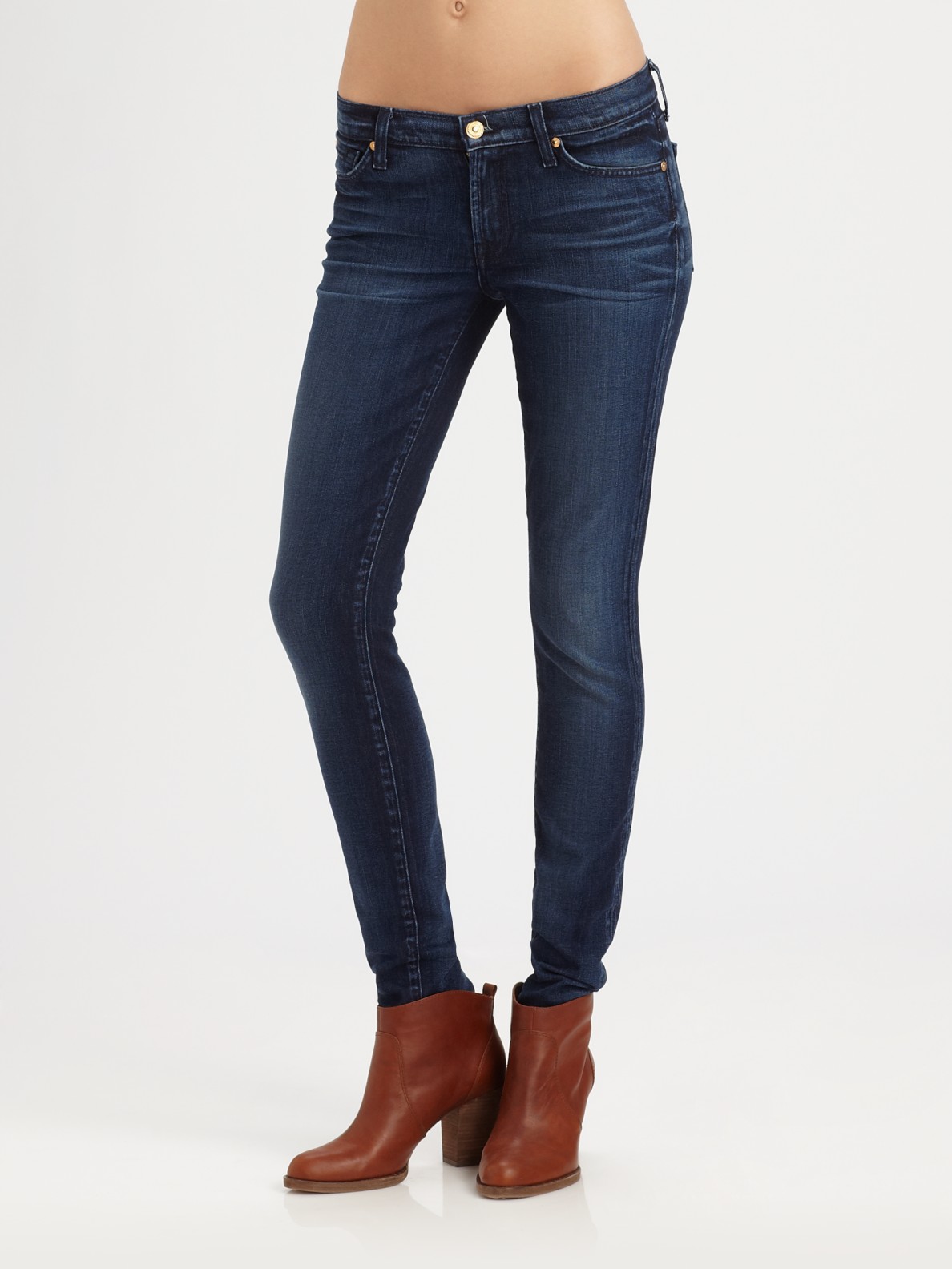 Lyst - 7 For All Mankind Slim Illusion Skinny Jeans in Blue