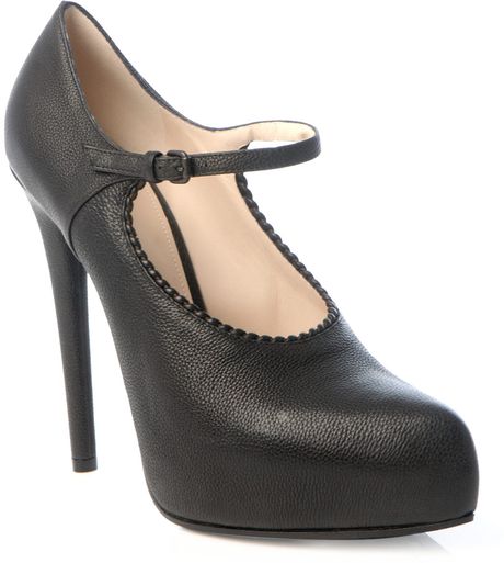 Bottega Veneta Mary Jane High Heel Shoes in Black | Lyst