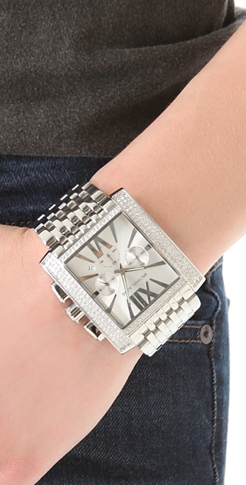 michael kors silver square watch