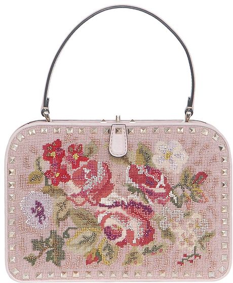 Valentino Embroidered Rock Stud Bag in Pink | Lyst