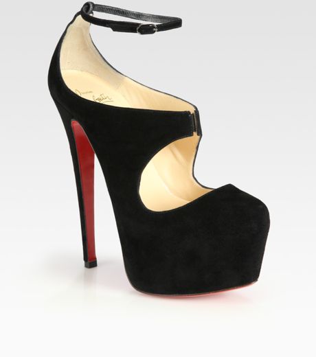 Christian Louboutin Maillot Suede Mary Jane Platform Pumps in Black | Lyst