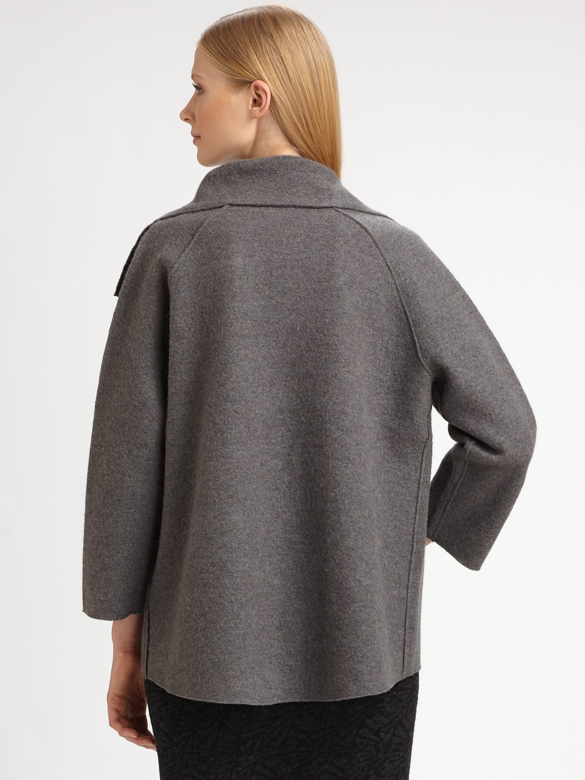 Eileen fisher Boiled Wool Coat in Gray | Lyst