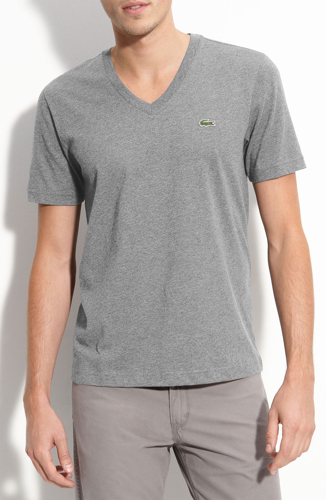 Lacoste Trim Fit Jersey V-neck T-shirt in Gray for Men (mist grey) | Lyst