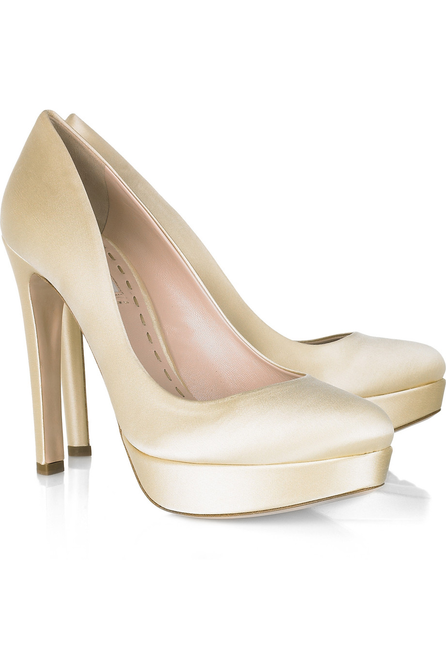 white satin platform heels