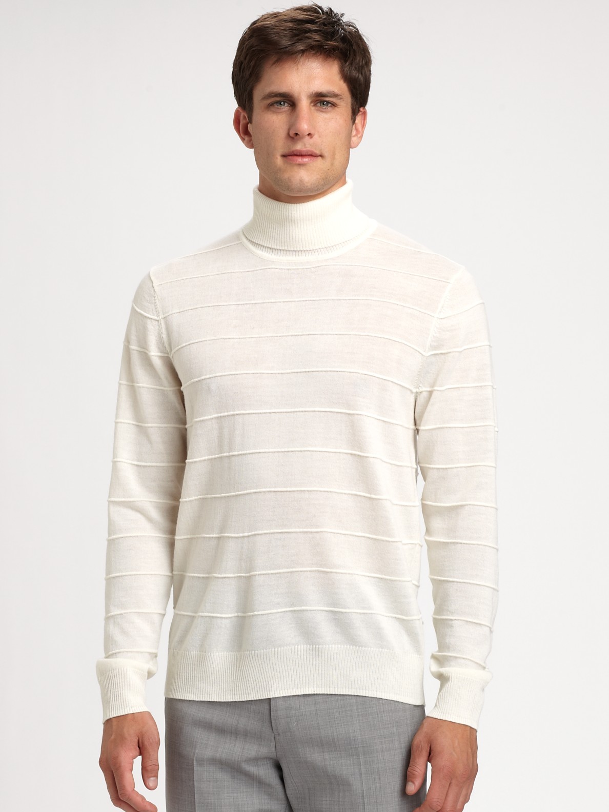 Lyst - Saks fifth avenue Ottoman Stitch Turtleneck in White for Men